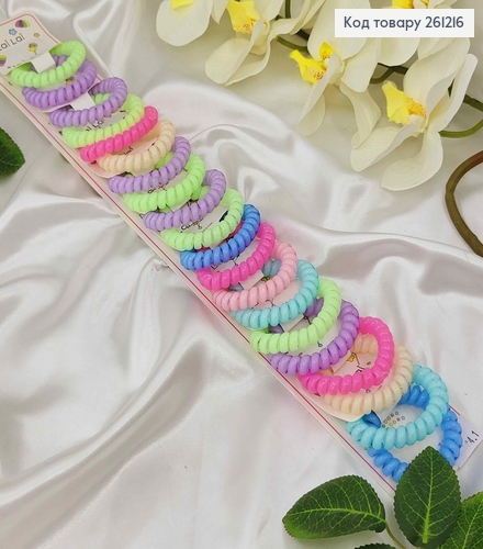 Резинка -пружинка (20шт) ПАСТЕЛЬНІ  відтінки в асорт. по 2 на планшетці 261216 фото 1