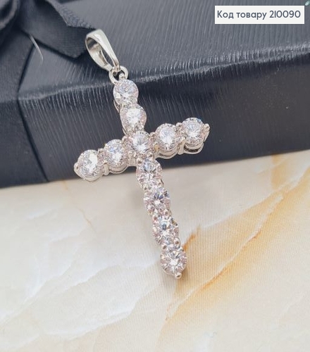 Крестик 3,5*2,3 см в камнях родированный Xuping 210090 фото 1