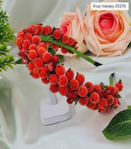 Обруч метал червоного кольору з червоним додатком, ручна робота, Україна 287014 фото 1