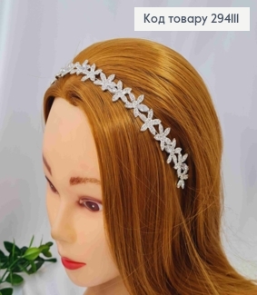 Тиара под серебро, "Цветки сакуры" с Блестящими камешками, 2см 294111 фото