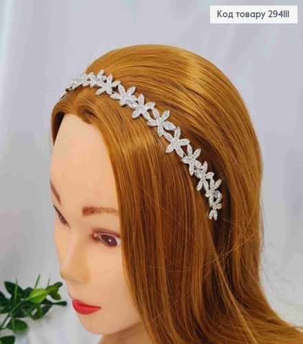 Тиара под серебро, "Цветки сакуры" с Блестящими камешками, 2см 294111 фото 1