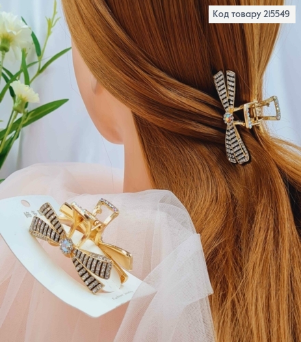 Краб металл 5см, БАНТИК золотого цвета в камнях 215549 фото 1