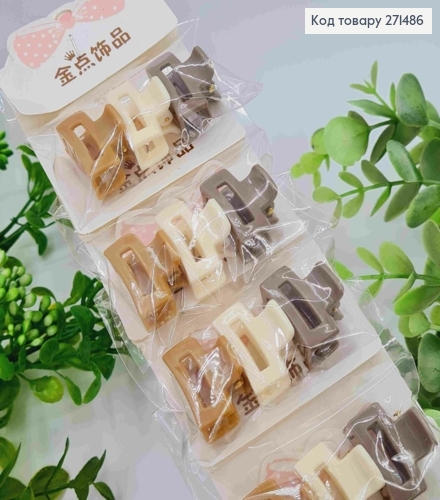 Набір заколок Крабиків (30шт), ПРЯМОКУТНІ, Пастельні кольори, заколка 2,5см 271486 фото 1