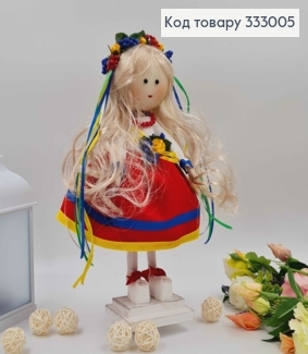 Лялька ДІВЧИНКА,"У віночку" в червоній спідничці, висота 32см, ручна робота, Україна 333005 фото