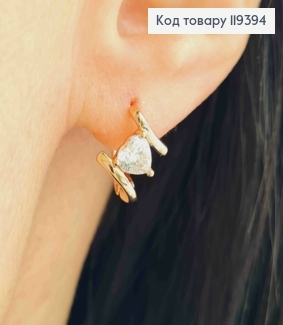 Серьги с камнем в виде "Сердца", 1,2см, английская застежка, Xuping 18К 119394 фото