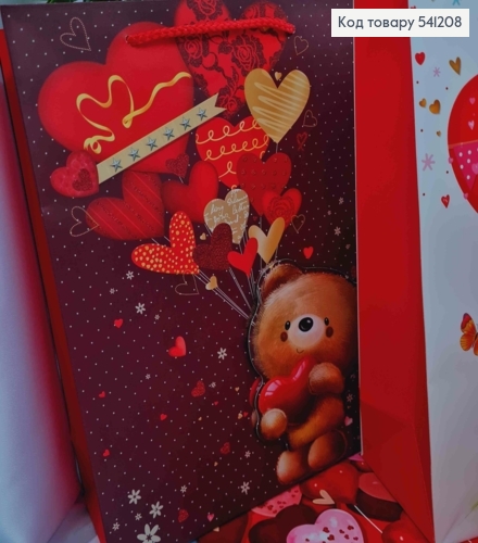 Пакет паперовий з 3D наліпкою "Ведмежатка з Повітряними кульками", 32*26*10см, в асортименті 541208 фото 2