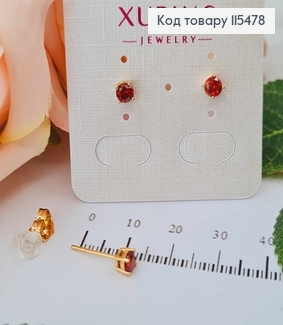 Серьги гвоздики, с камешком бордового цвета 0,5см. Xuping 18K 115478 фото