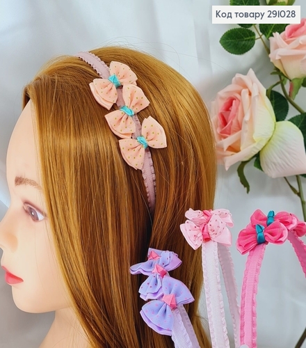 Обруч металл с тканью Бантик в асс. 291028 фото 1