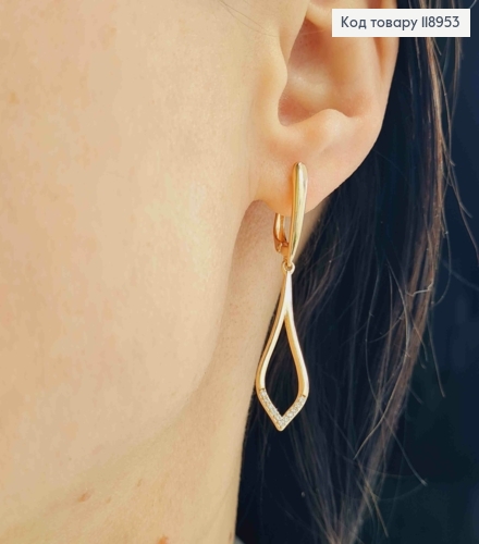 Серьги с подвижной подвеской с Блестящими камешками, 1,8+2,8см, английская застежка, Xuping 18K 118953 фото 3