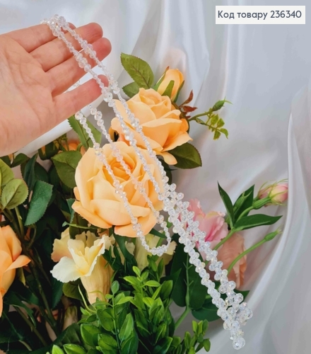 Бижутерия на шею с белым стеклярусом разного размера, плетеная, дл. 50см 236340 фото 3