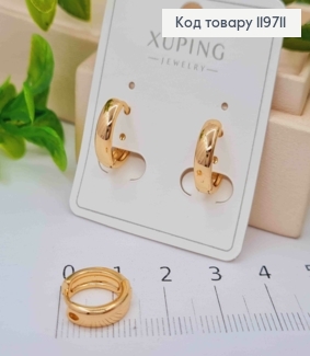 Серьги кольца, ширина 3,5мм, диаметр 1,4см, Xuping 18К 119711 фото