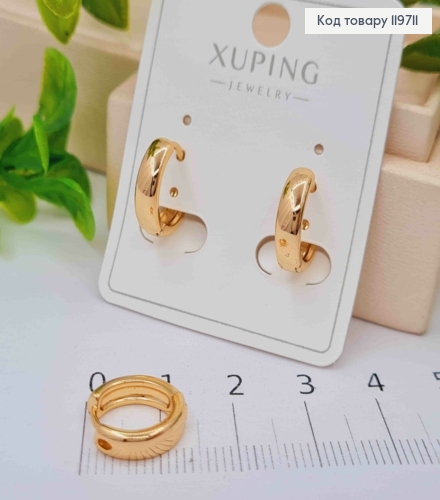 Серьги кольца, ширина 3,5мм, диаметр 1,4см, Xuping 18К 119711 фото 1