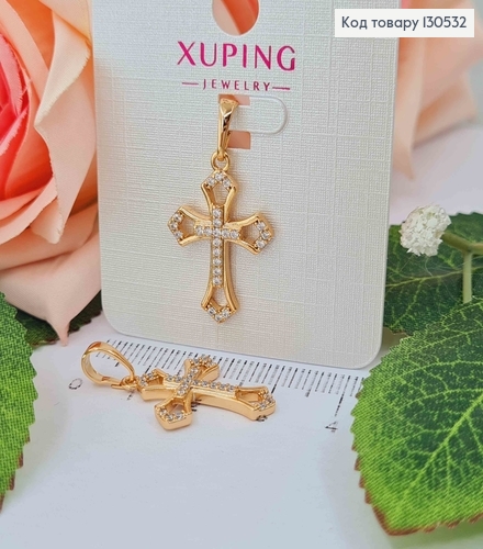 Крестик в камешках 2*1,5см, Xuping 18K 130532 фото 1
