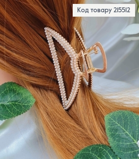 Краб металл, золотого цвета, в камешках и жемчужинах, треугольничок, 7,5см 215512 фото