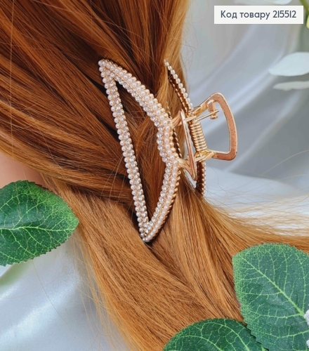 Краб металл, золотого цвета, в камешках и жемчужинах, треугольничок, 7,5см 215512 фото 1