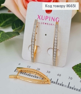 Сережки стріли, в родованих камінцях, 4см, Xuping 18K 116651 фото