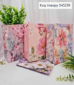 Пакет бумажный "Нежные Цветы", 23*18*10см, в ассортименте 543239 фото