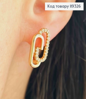 Серьги с Блестящими камешками ГУЧИ, длина 1,8см, английская застежка, XUPING 18K 119326 фото