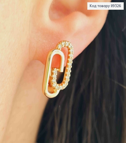 Серьги с Блестящими камешками ГУЧИ, длина 1,8см, английская застежка, XUPING 18K 119326 фото 1