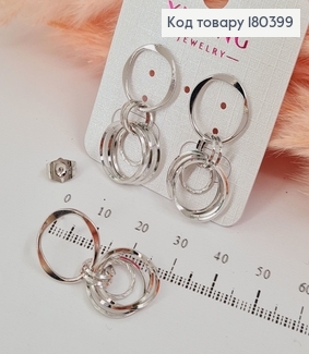 Серьги гвоздики кружочки родованное  Xuping 180399 фото