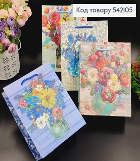 Пакет бумажный "Ваза с цвветами", 18х23х8см, в ассорт. 542105 фото