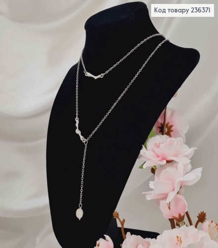 Біжутерія на шию подвійна, з перетинками та круглою підвіскою, 45+8см, Fashion Jewelry 236371 фото 1