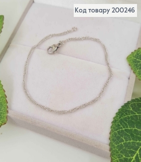 Браслет родований, кручене плетіння, довжина 19см, шир.2мм, Xuping 200246 фото