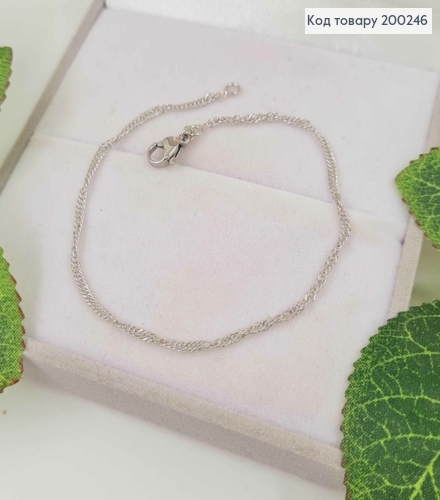 Браслет родованный, витое плетение, длина 19см, шир.2мм, Xuping 200246 фото 1