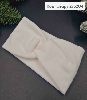 Пов'язка дитяча, чалма, м'який велюр, БІЛОГО кольору, 33*9см, ручна робота, Україна 275204 фото