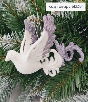 Новорічна фігура Бархат Жарптиця БІЛА+ГРАФІТ 14*7см, Україна 612381 фото