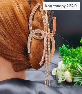 Краб металл ШАНЕЛЬ, 11,5см с цепочкой , в камнях, золотого  цвета  215219 фото