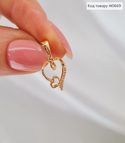 Кулон Сердечко з камінцями, 1см, Xuping 18К 140669 фото 4