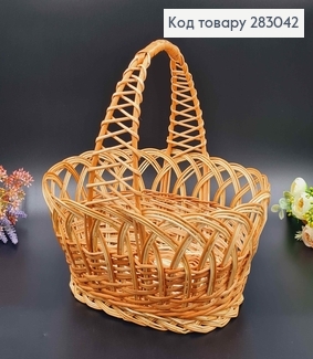 Кошик плетений "Кобра" , глибина 14+15см(ручка), верх 31*23см, дно 18*25см ,УКРАЇНА 283042 фото