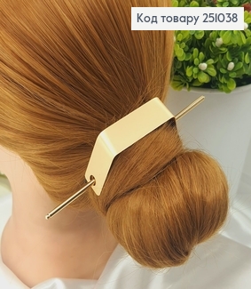 Трапеція метал із заколкою для гульки золотого кольору 251038 фото