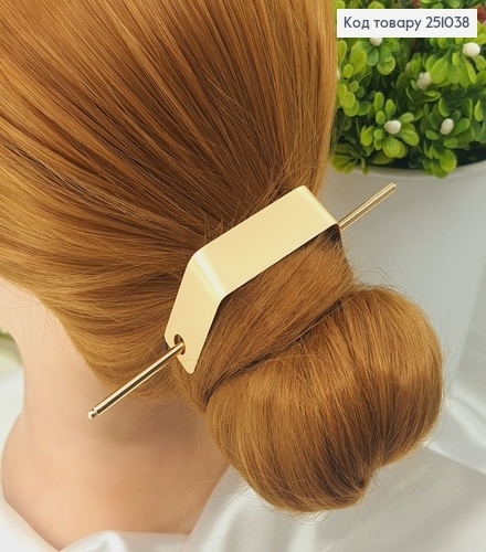Трапеція метал із заколкою для гульки золотого кольору 251038 фото 1