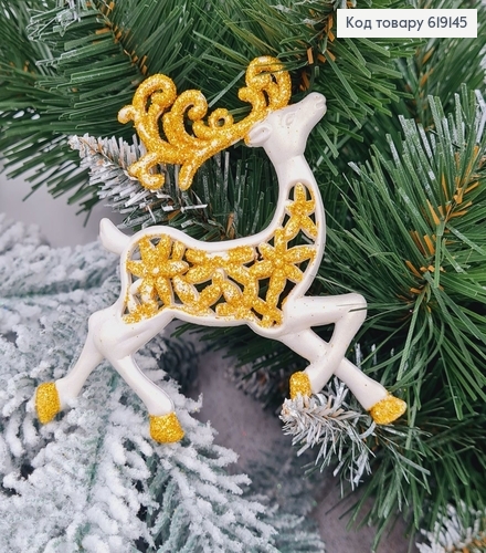 Новогодняя фигура Блеск Олень Золото с узором, 11*10см, Украина 619145 фото 1