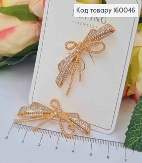 Брошь "Бантик" украшен Блестящими камешками, 4,8см, Xuping 18к 160046 фото