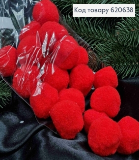 Помпоны, 20шт/уп, КРАСНОГО цвета, 3,7см 620638 фото