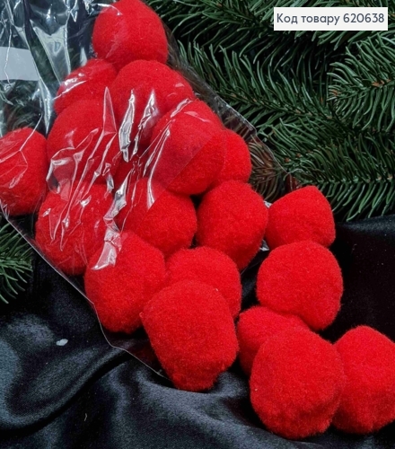 Помпоны, 20шт/уп, КРАСНОГО цвета, 3,7см 620638 фото 1