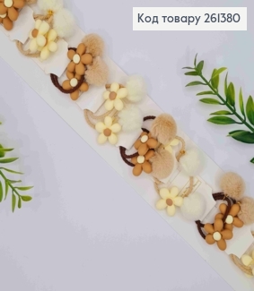 Набор резинок (20шт), "Цветок" с Пушистиком, Пастельные цвета, резинка 3,5см, цветок 2,8см 261380 фото