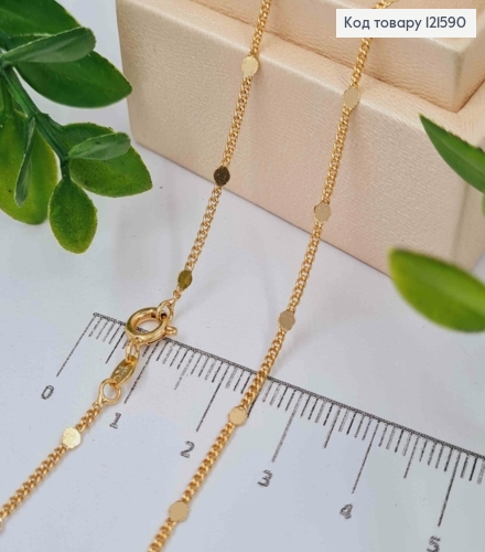 Цепочка Панцирное плетение с плоскими пластинками, ширина 1мм, длина 55см, Xuping 18K 121590 фото 1