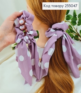 Резинка Твилли, розово-фиолетовая Горох, 9*27см (ручная работа, Украина) 255047 фото