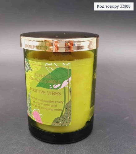 Аромасвічка СОЕВА в стакані "Positive Vibes", з кришкою та дерев'яним гнотом, 220г/35год, BARTEK 331188 фото 2