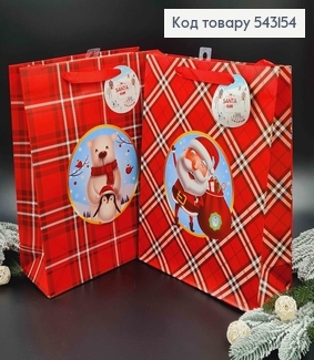 Пакет паперовий, "В клітинку з Новорічними персонами" в асорт. 26*32*10 см 543154 фото