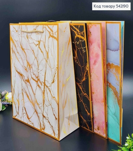 Пакет паперовий, "Золоті хаотичні лінії", 31*42*12см в асорт. 542190 фото 1