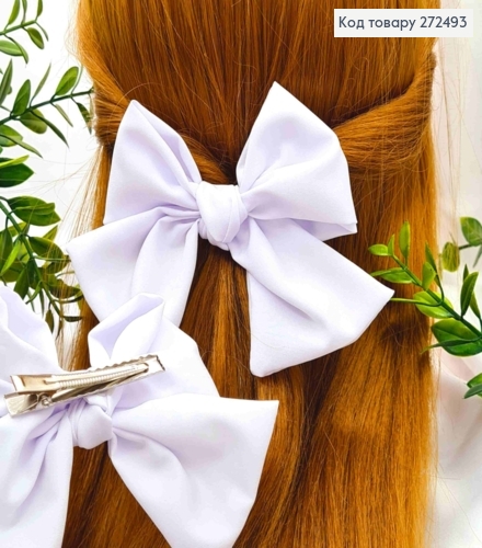 Бант БІЛИЙ, на заколці, тканина софт,  розмір 10*9см, ручна робота 272493 фото 1