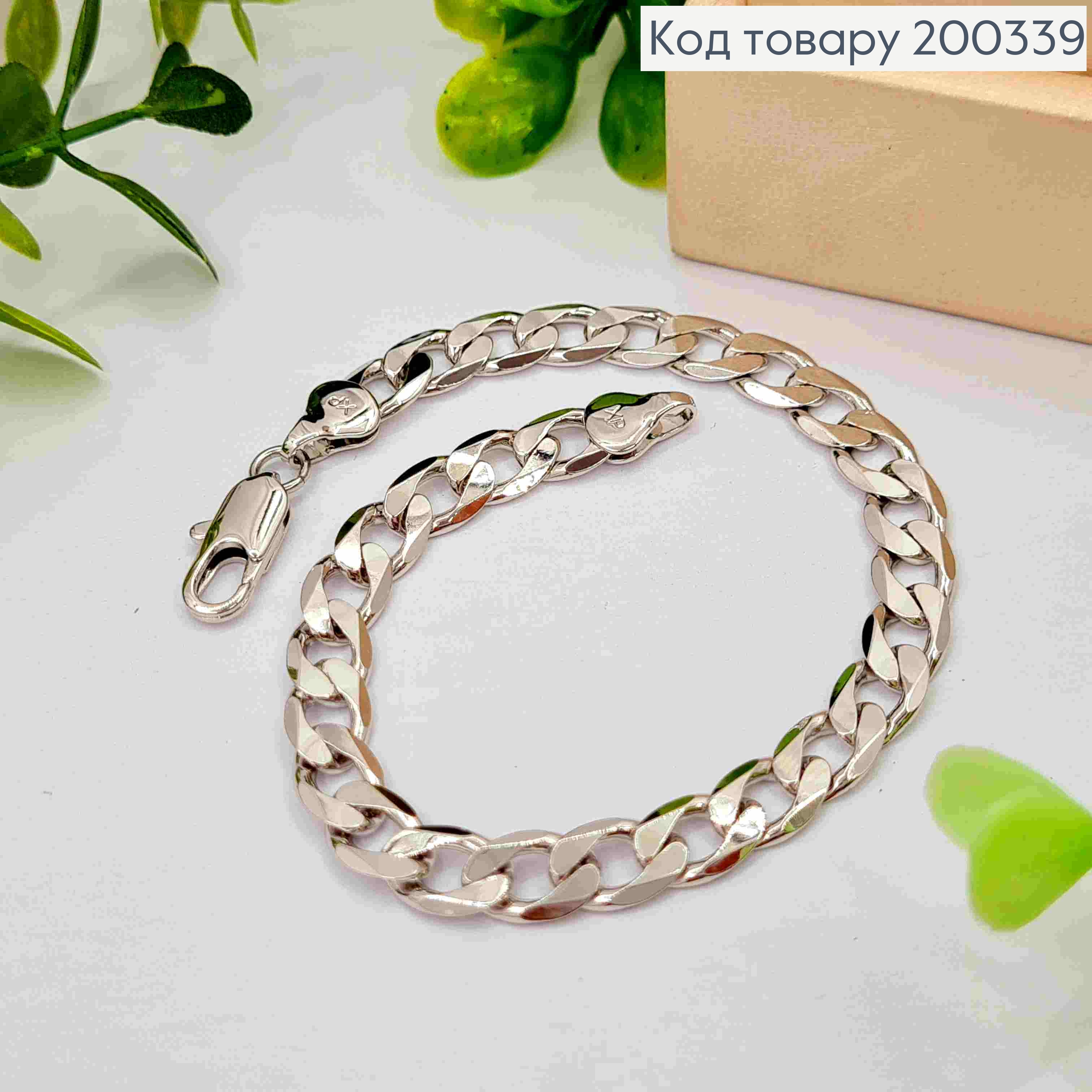 Браслет родованный ПАНЦИРНОЕ ПЛЕТЕНИЕ, ширина 6мм, длина 19см, Xuping 200339 фото 1