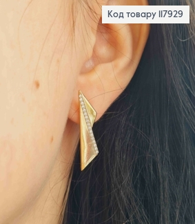 Серьги "Фигурные" украшены камешками в один ряд, 2,95см, английская застежка, Xuping 18K. 117929 фото