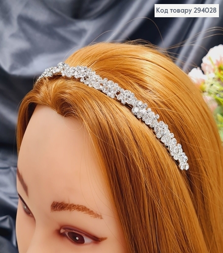Диадема в камнях 1,2см серебряного цвета 294028 фото 1