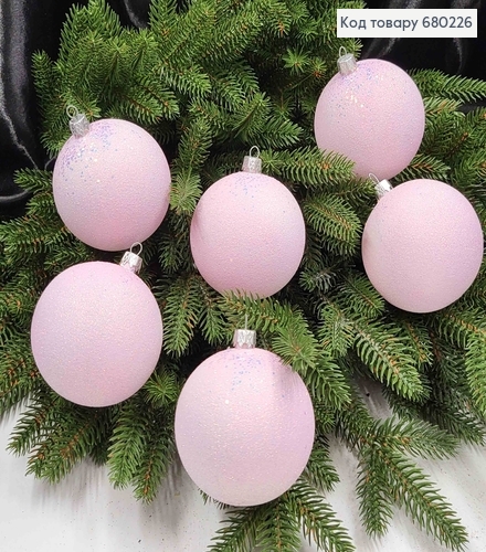 Игрушка шар 80мм РОСКОШНЫЙ БЛЕСК, цвет ЛАВАНДОВО-РОЗОВЫЙ, 6шт/уп., Украина 680226 фото 1